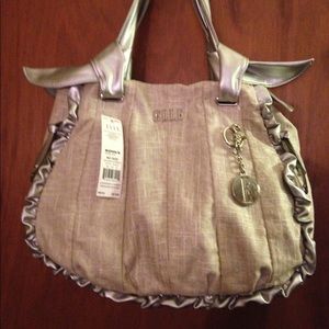NWT Elle Taupe and Silver Tote Handbag